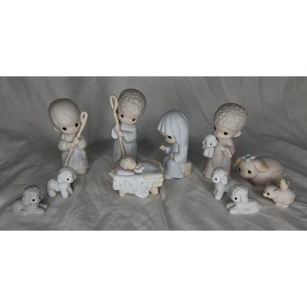Vtg Precious Moments Nativity Set Come Let Us Adore Him E-2800 11 Pieces
